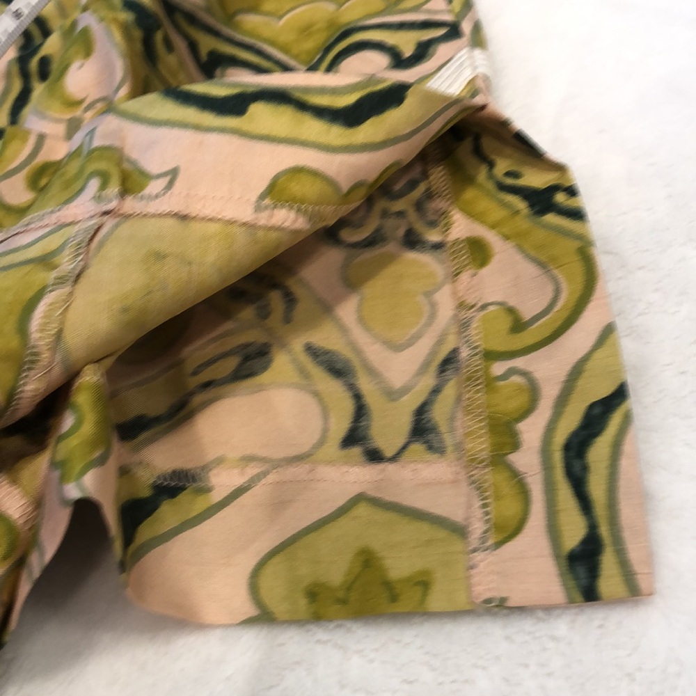 J.Crew Silk Tunic Top in Green, Pink & Cream Floral Asian style print lace trim - Picture 10 of 10